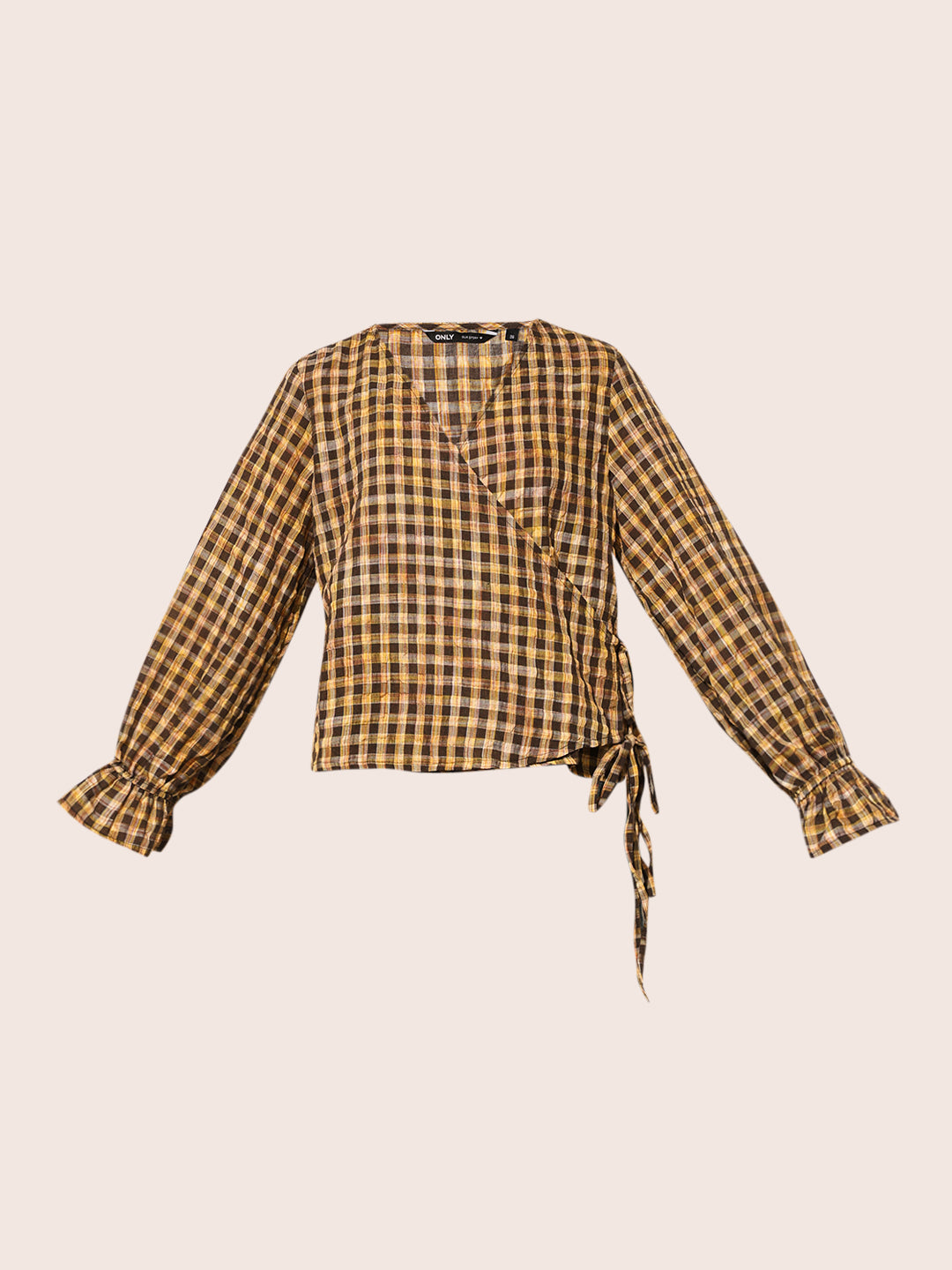 Brown Check Print Top