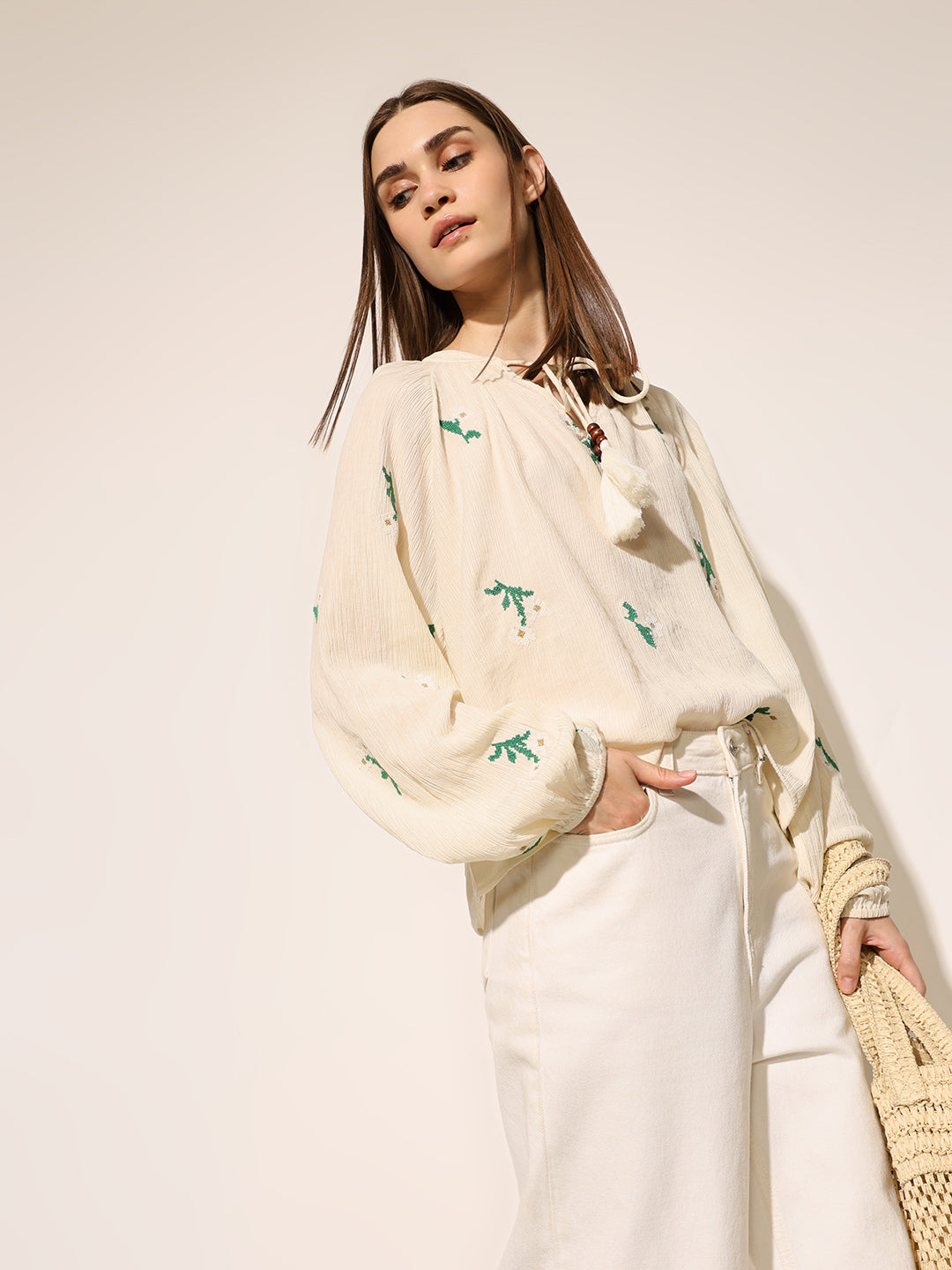 White Embroidered Top