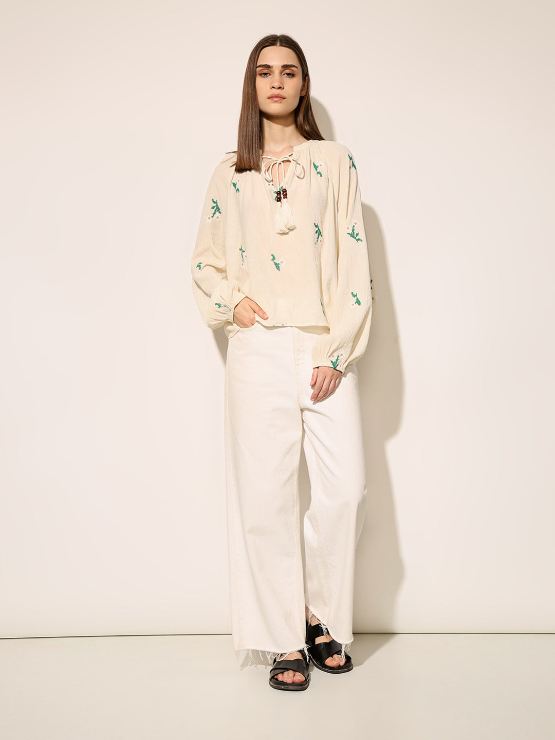 White Embroidered Top