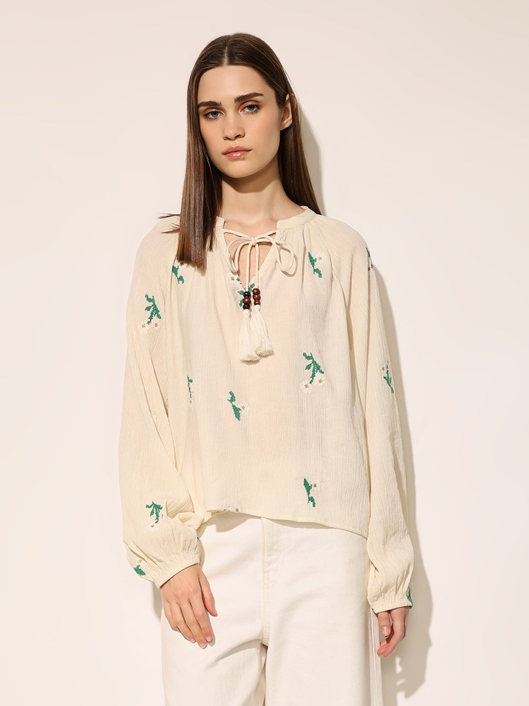 White Embroidered Top