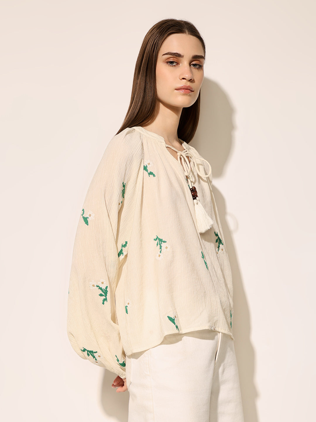 White Embroidered Top