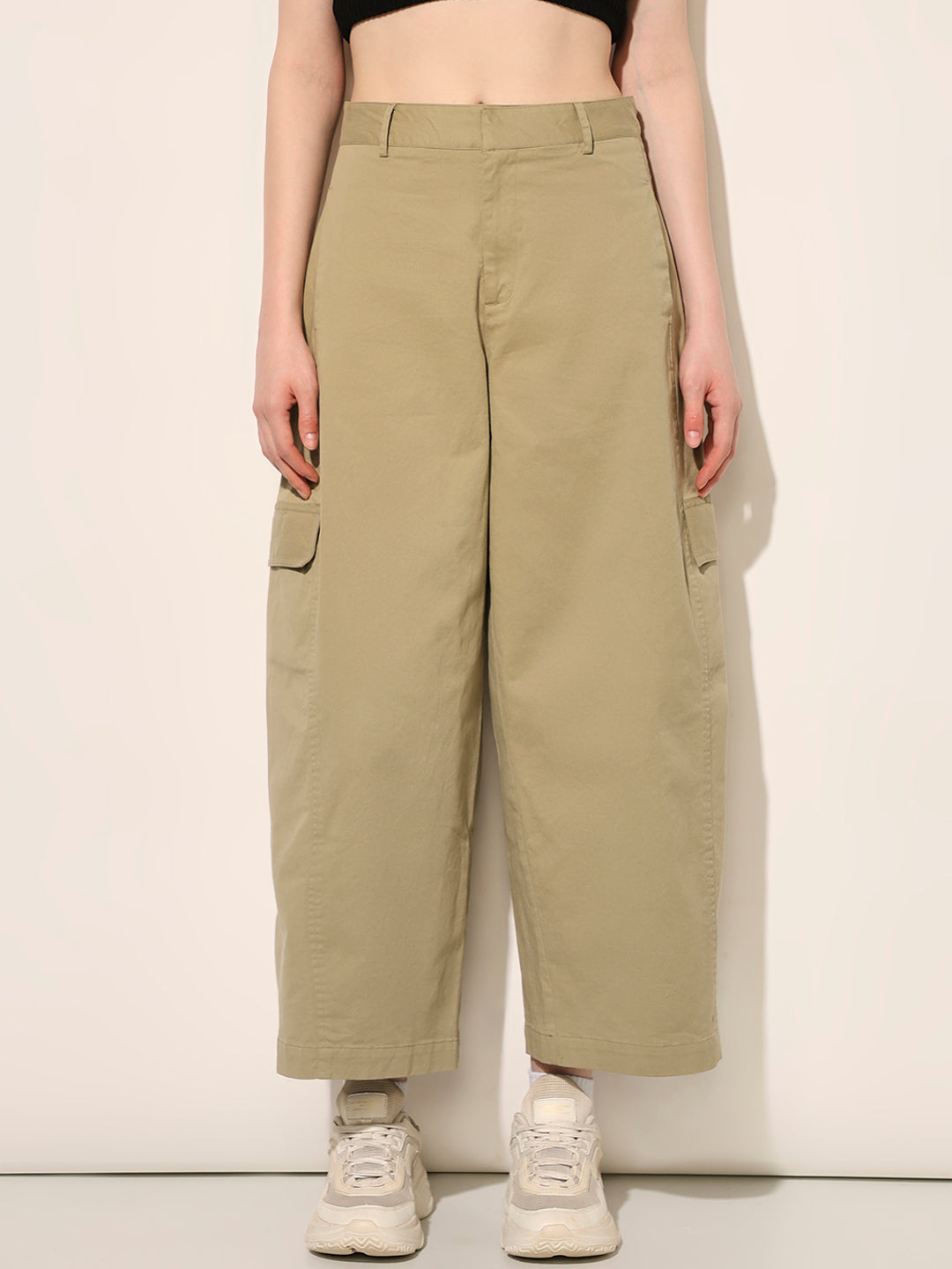 Pale Green Cotton Utility Pants