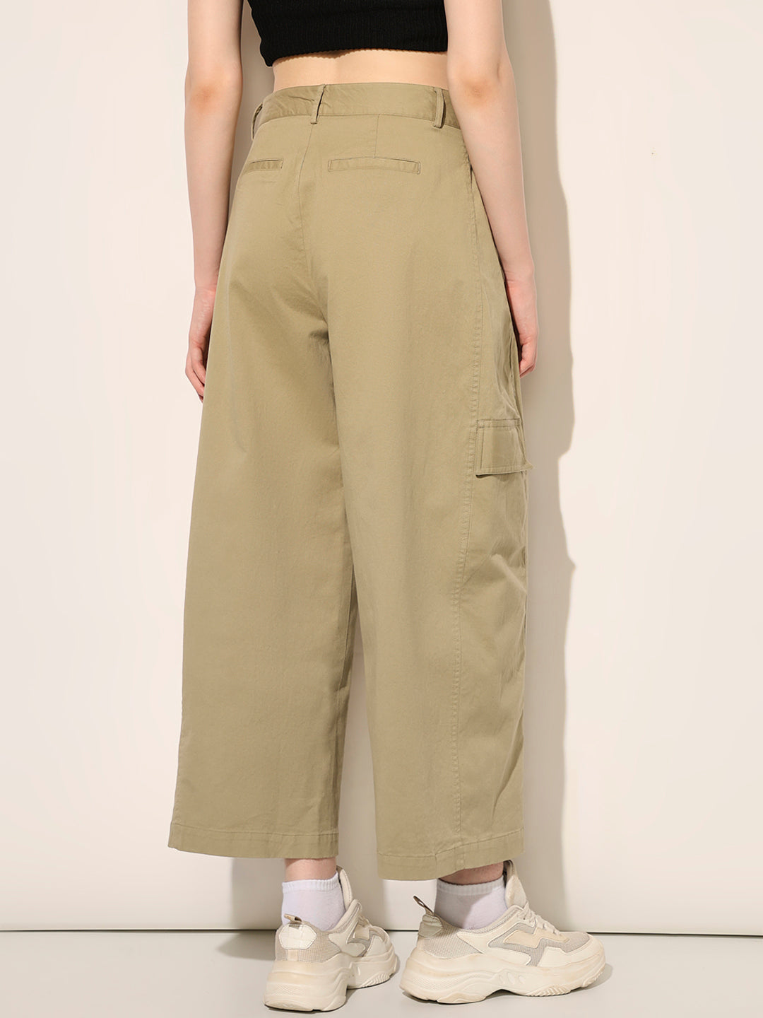 Pale Green Cotton Utility Pants