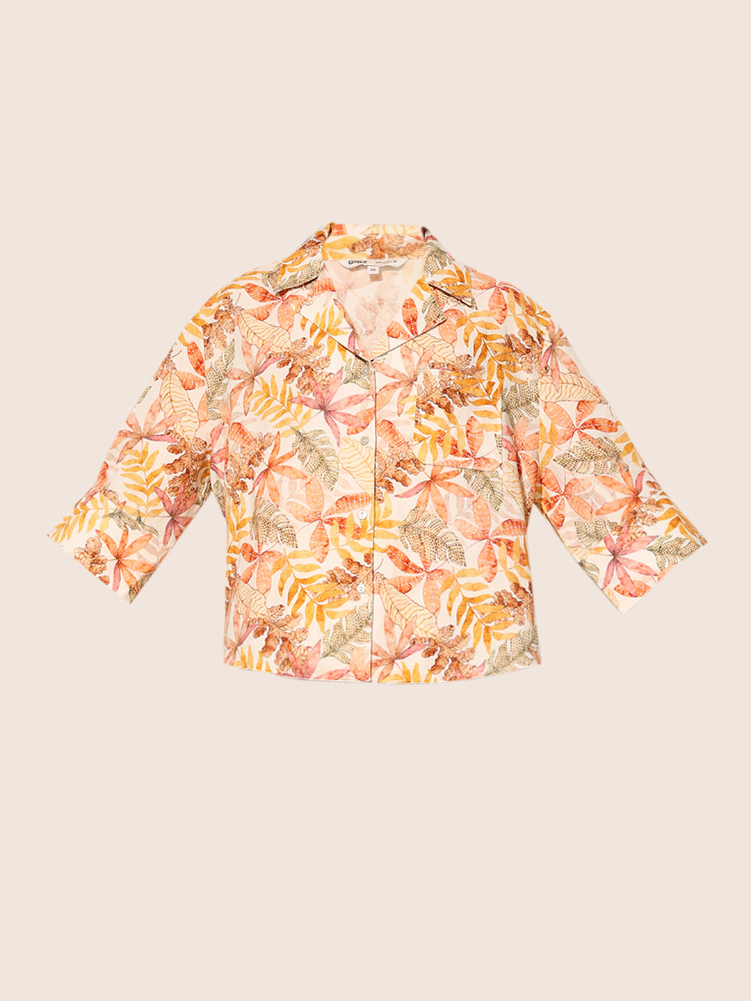 White Printed Linen Blend Shirt