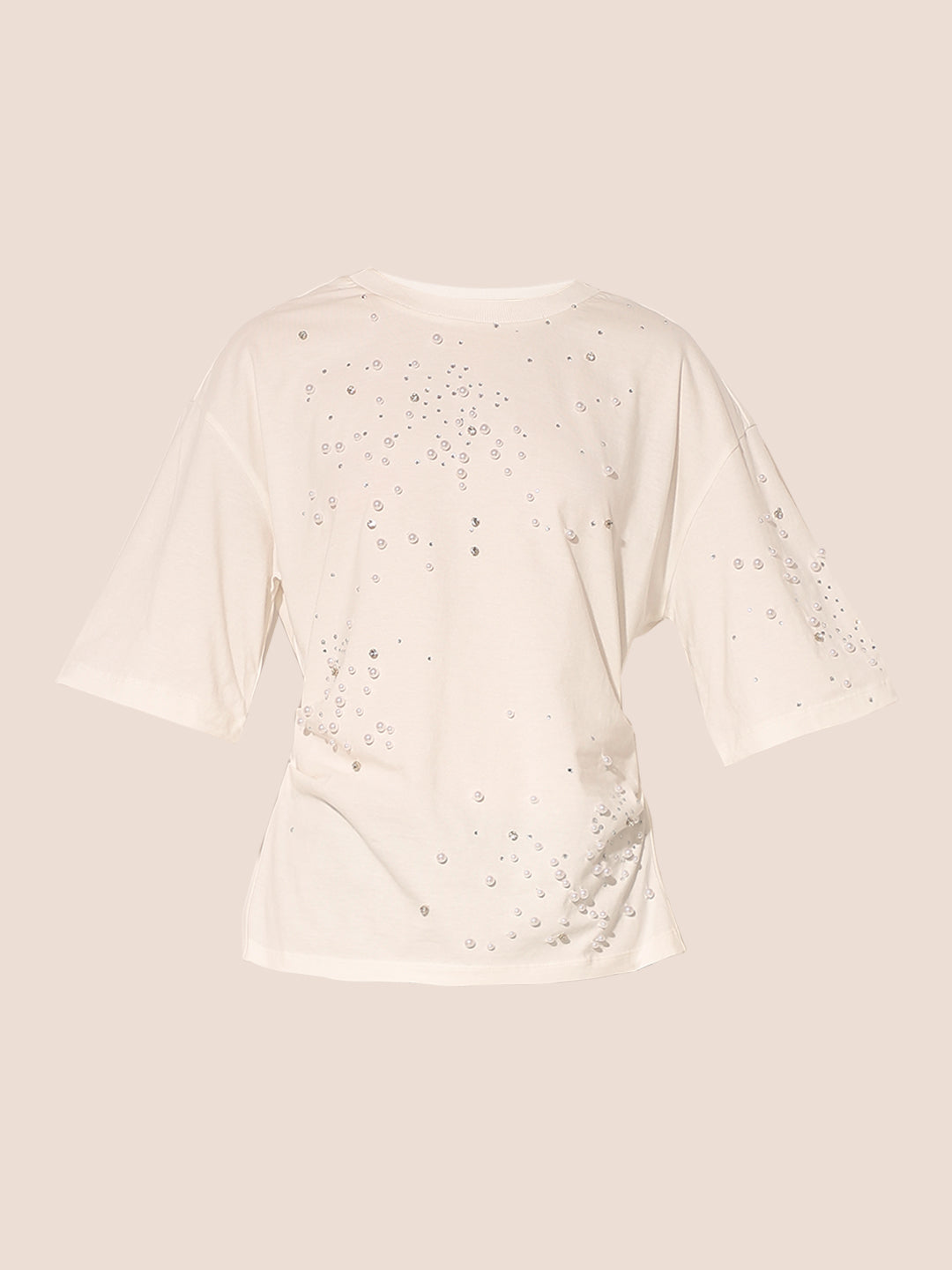 White Pearl Embellished T-shirt