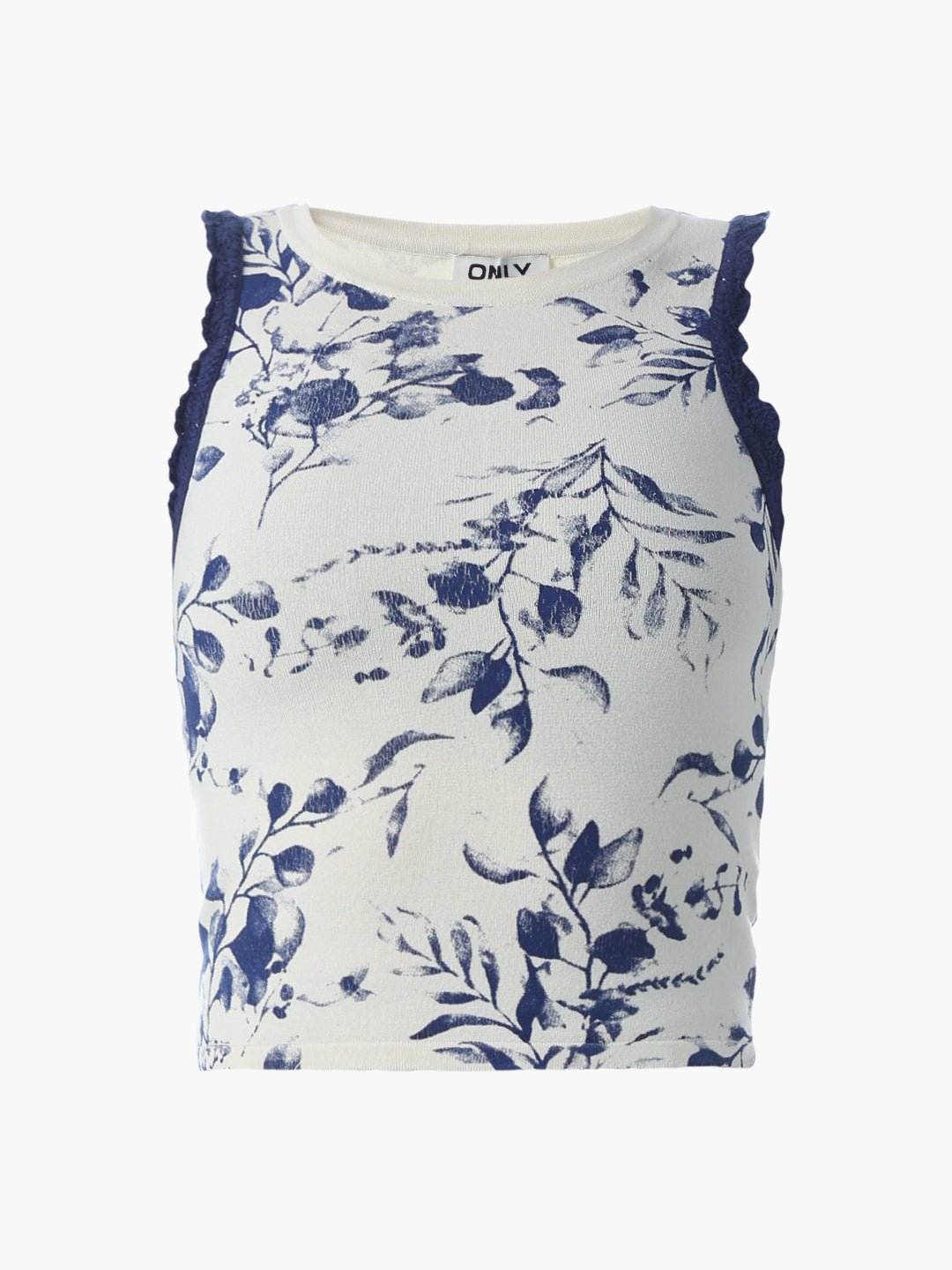 Blue Printed Sleeveless Top