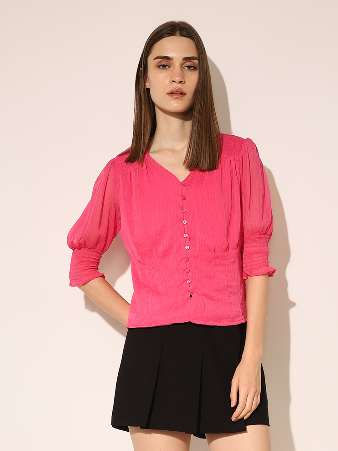 Pink V Neck Top