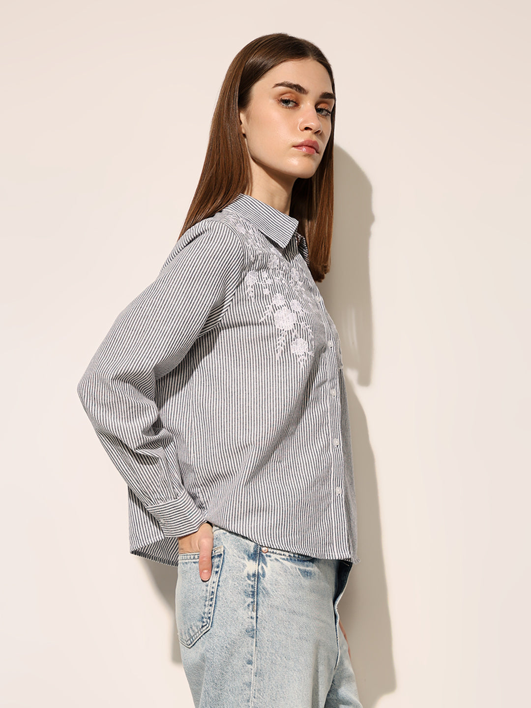 White Striped Cotton Shirt