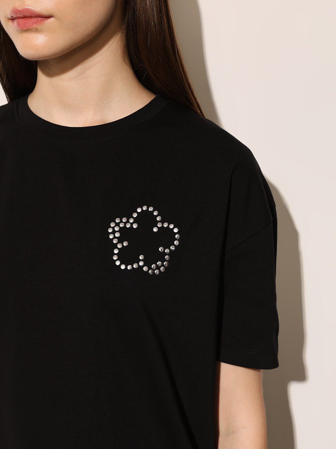 Black Motif Detail T-shirt