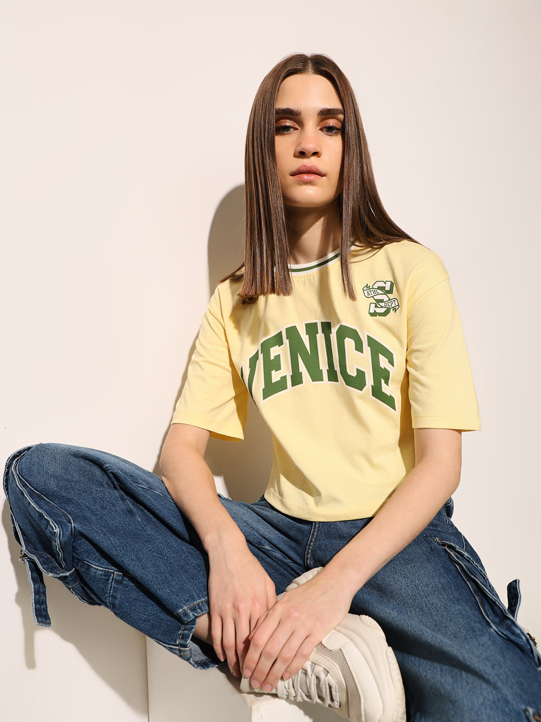 Yellow Printed Boxy Fit T-shirt