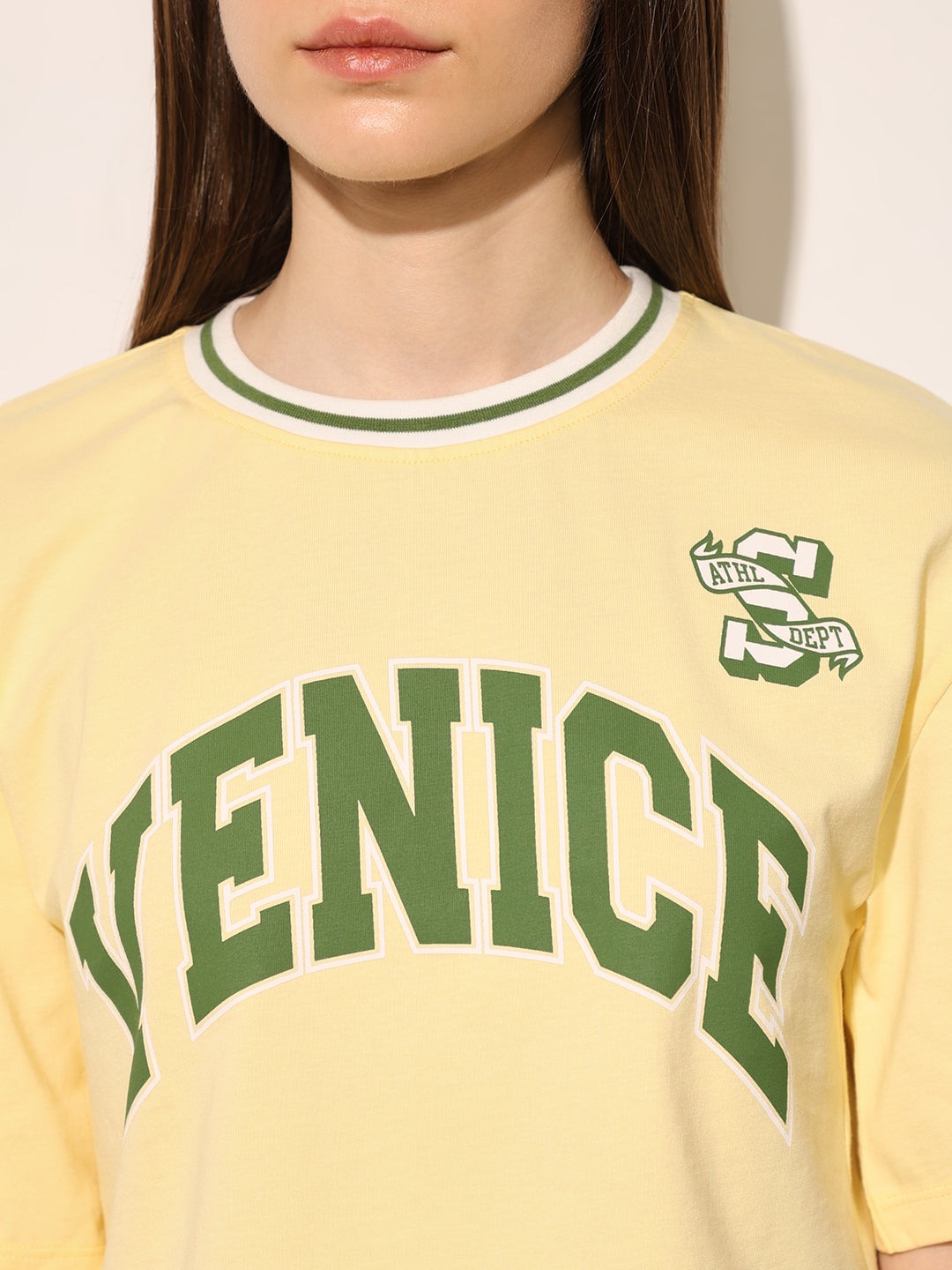 Yellow Printed Boxy Fit T-shirt