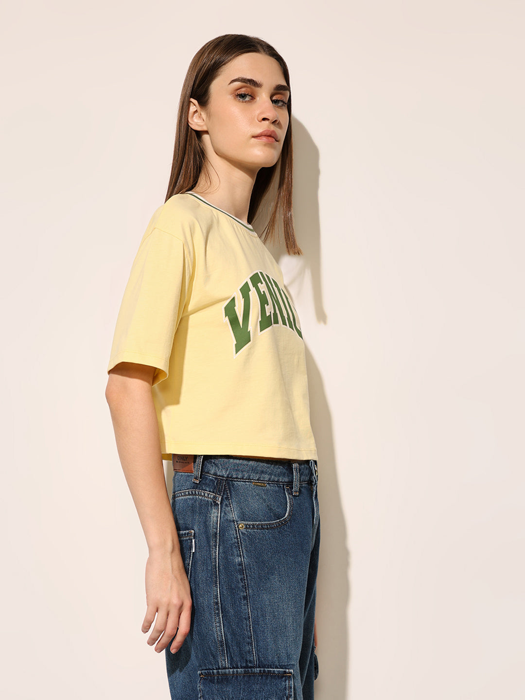 Yellow Printed Boxy Fit T-shirt