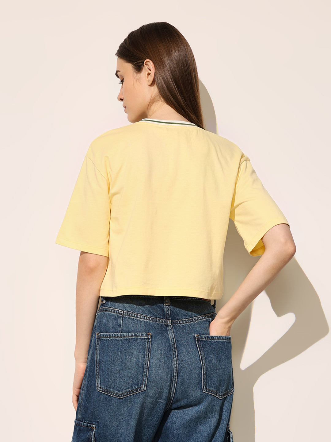 Yellow Printed Boxy Fit T-shirt