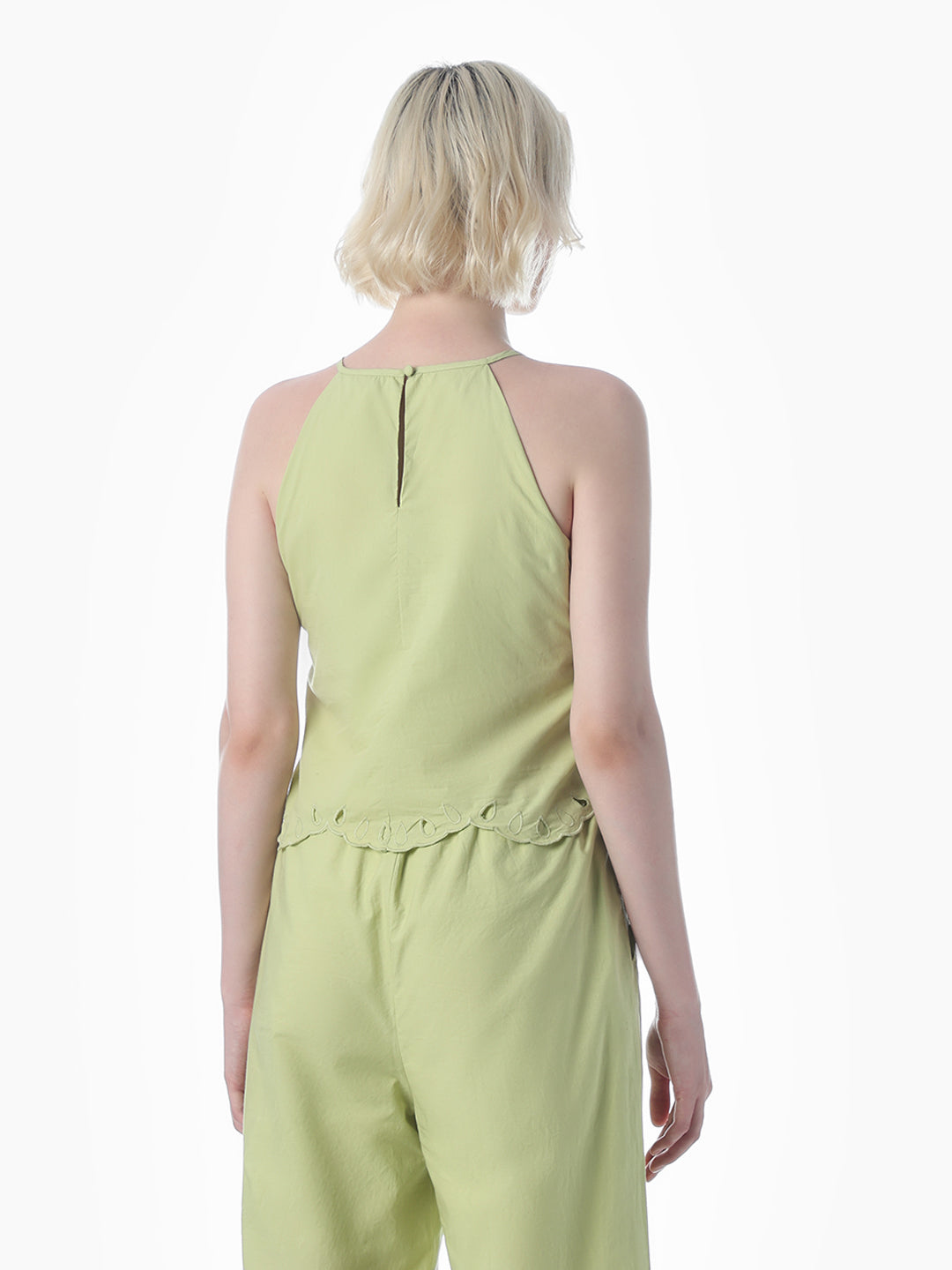 Green Cut-Work Cotton Top