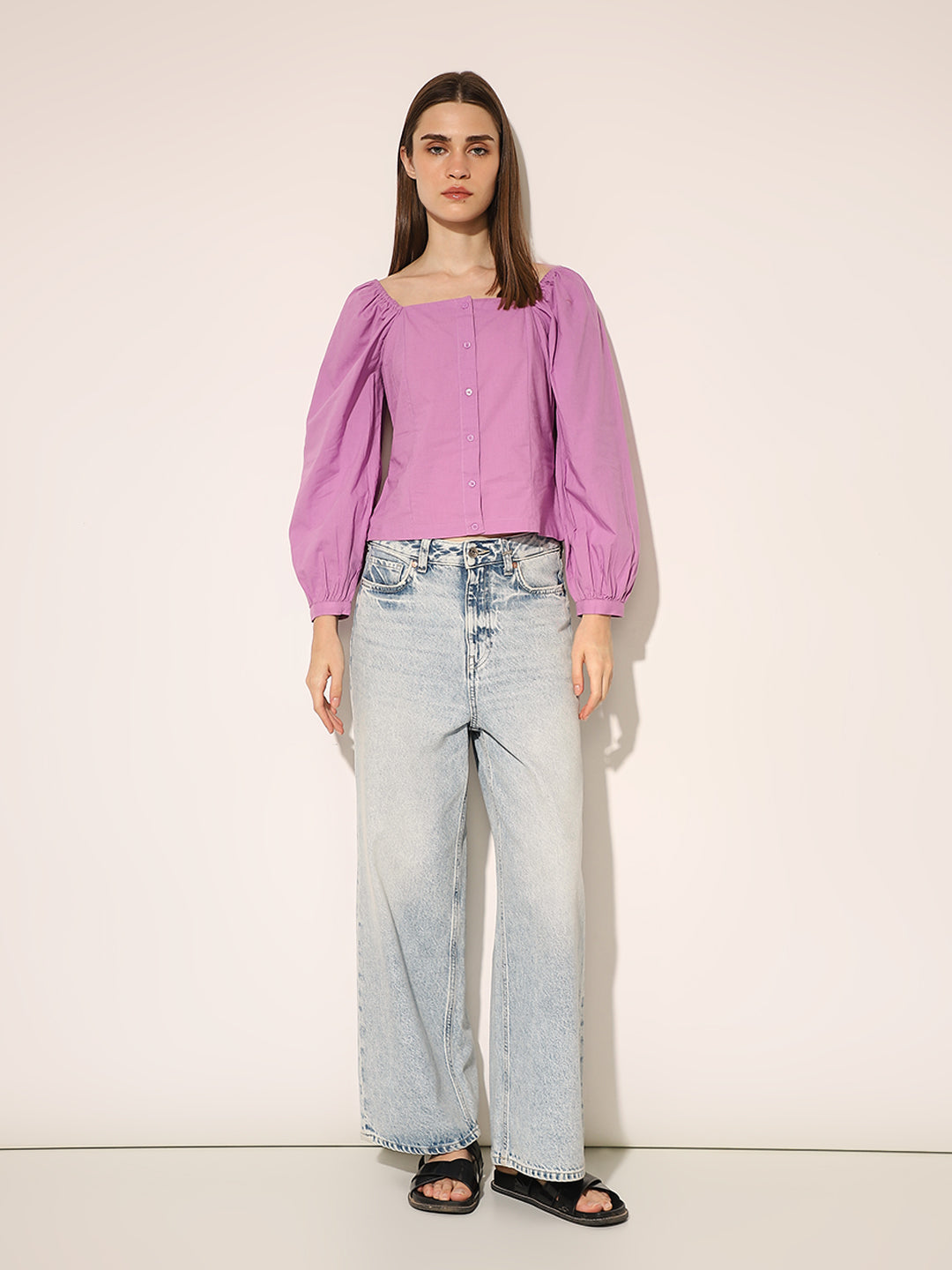 Purple Puff Sleeved Top