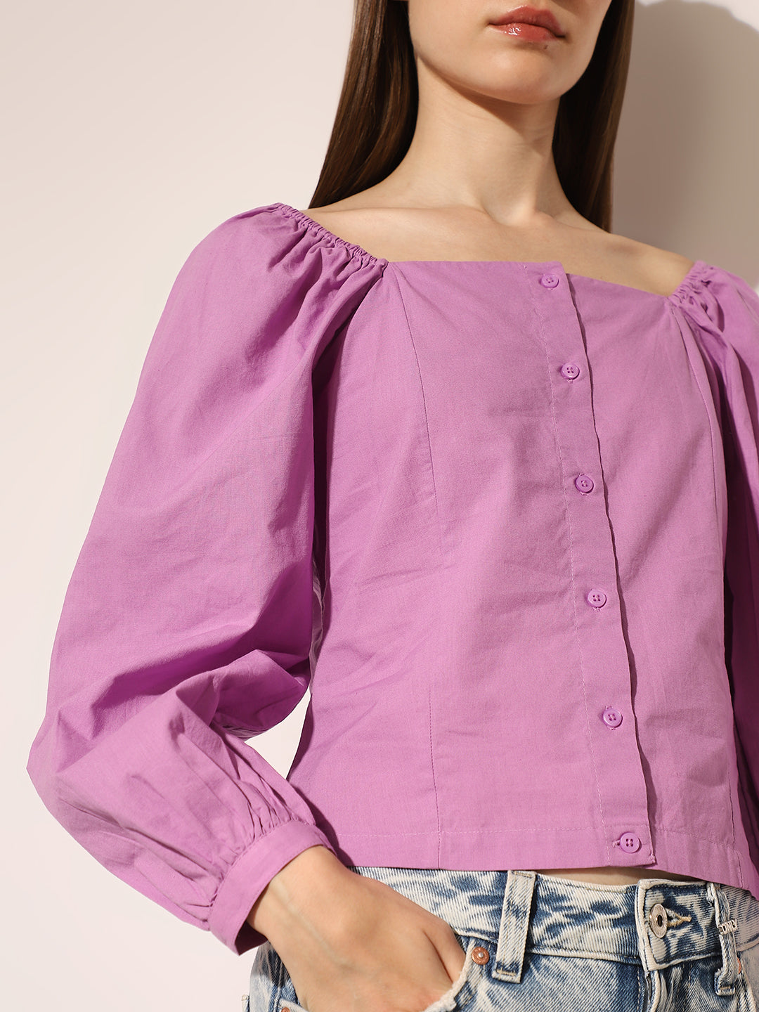 Purple Puff Sleeved Top