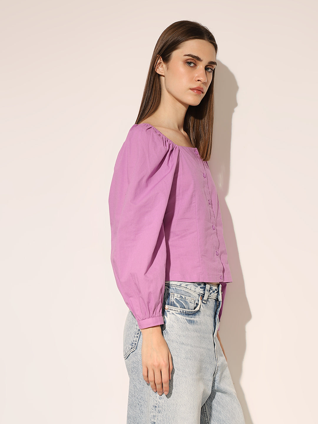 Purple Puff Sleeved Top