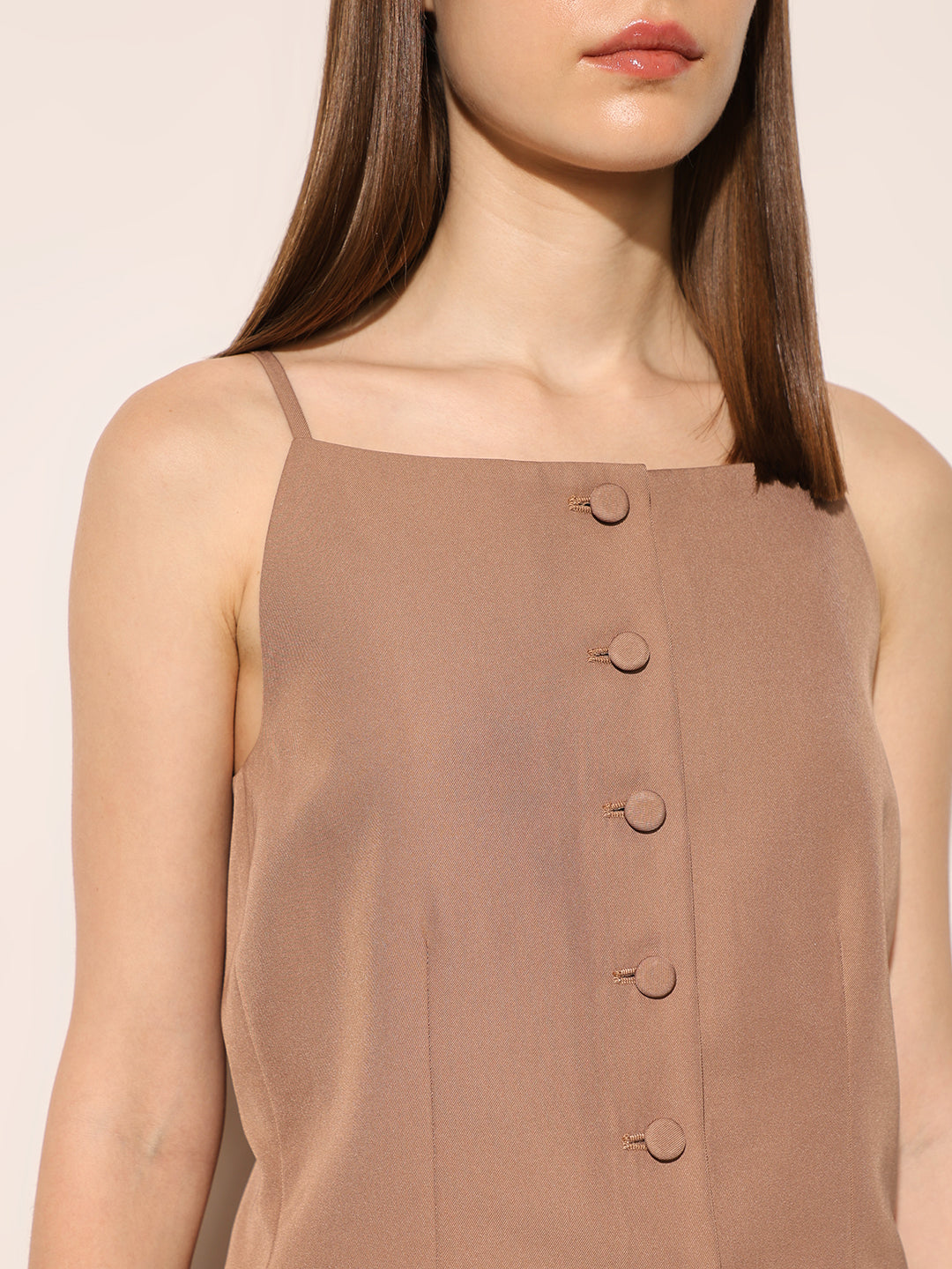 Brown Strappy Waistcoat Top