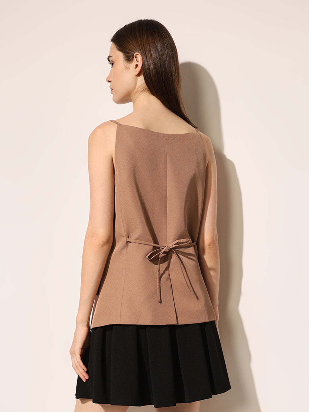 Brown Strappy Waistcoat Top