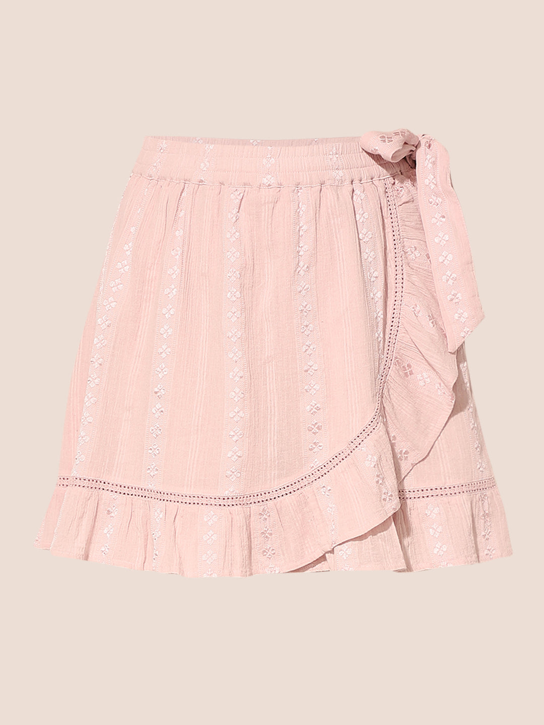 Pink Printed Wrap Skort