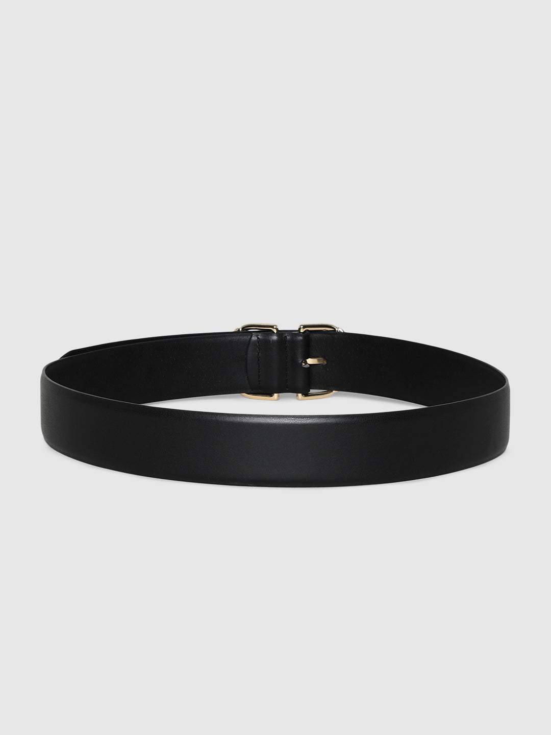 Black Double Buckle Narrow Belt