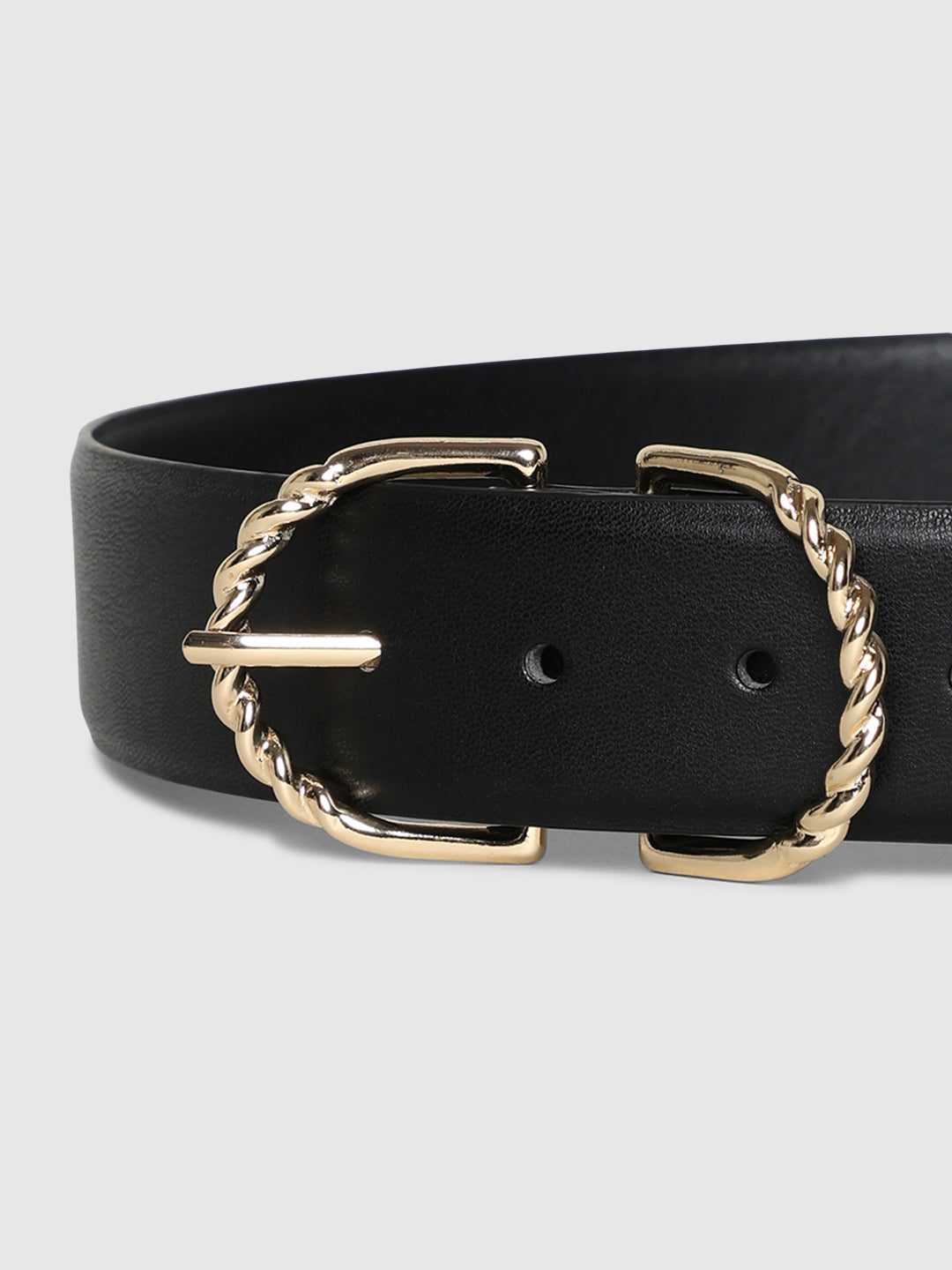 Black Double Buckle Narrow Belt