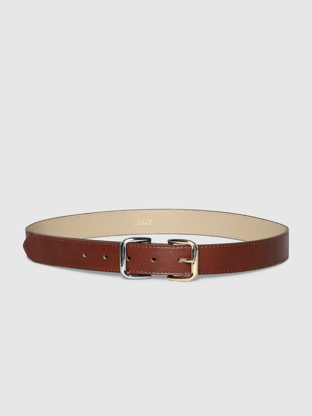 Brown Double Buckle Narrow Belt