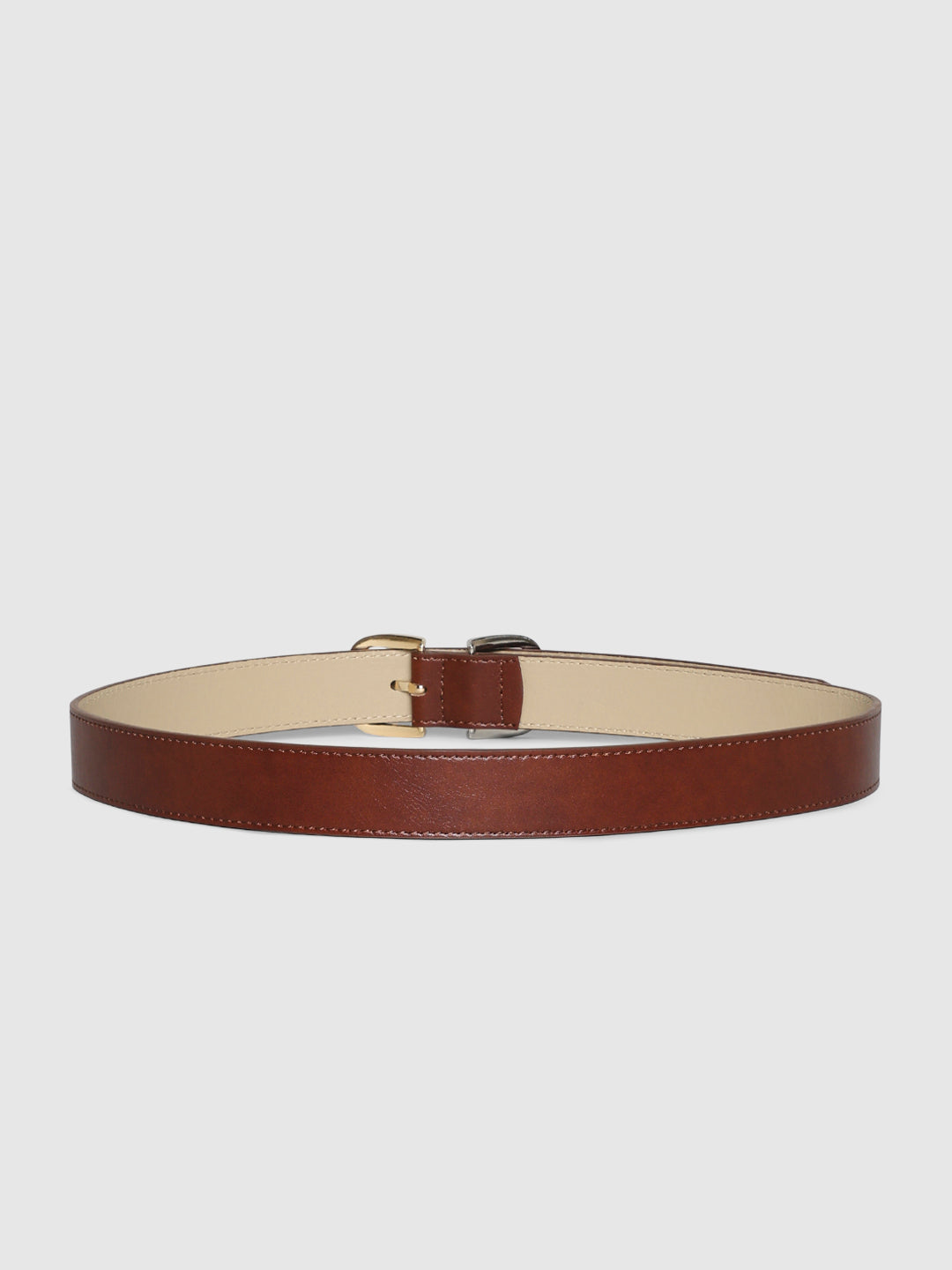 Brown Double Buckle Narrow Belt