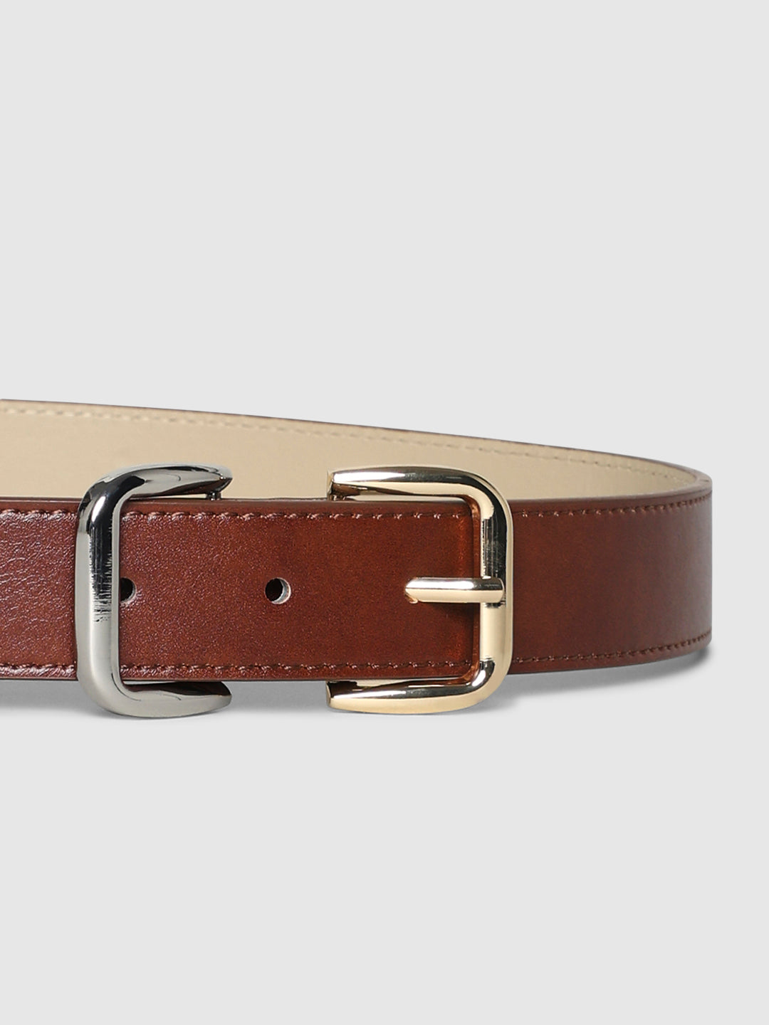 Brown Double Buckle Narrow Belt
