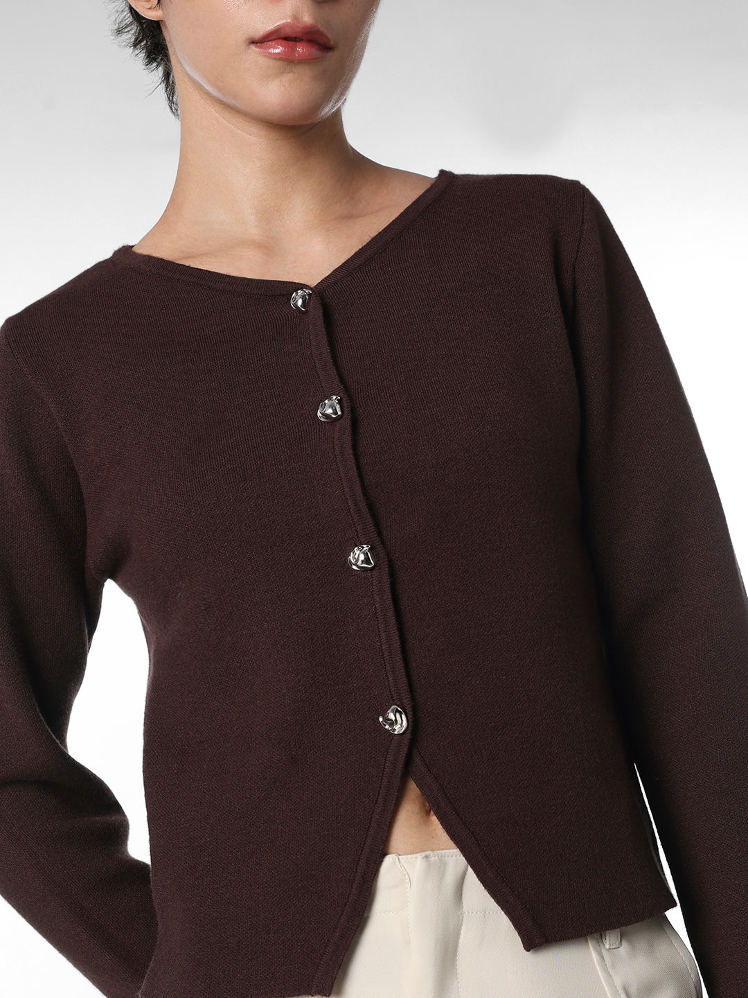 Maroon Buttoned Cardigan