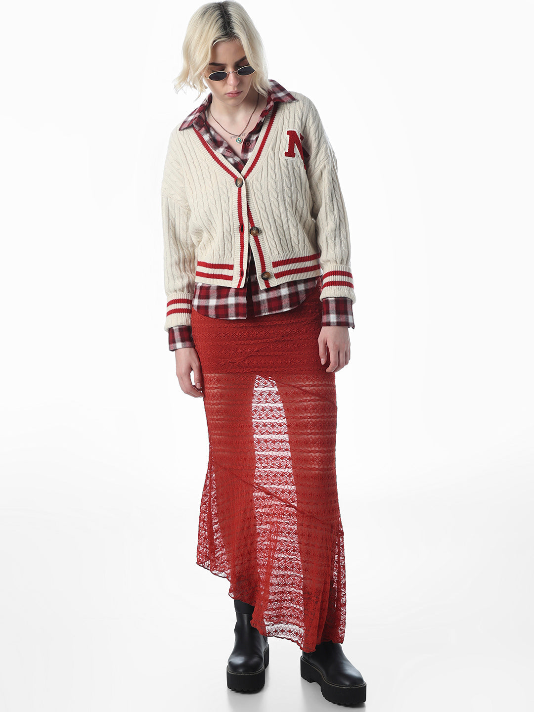 Beige Soft Knit Applique Detail Cardigan