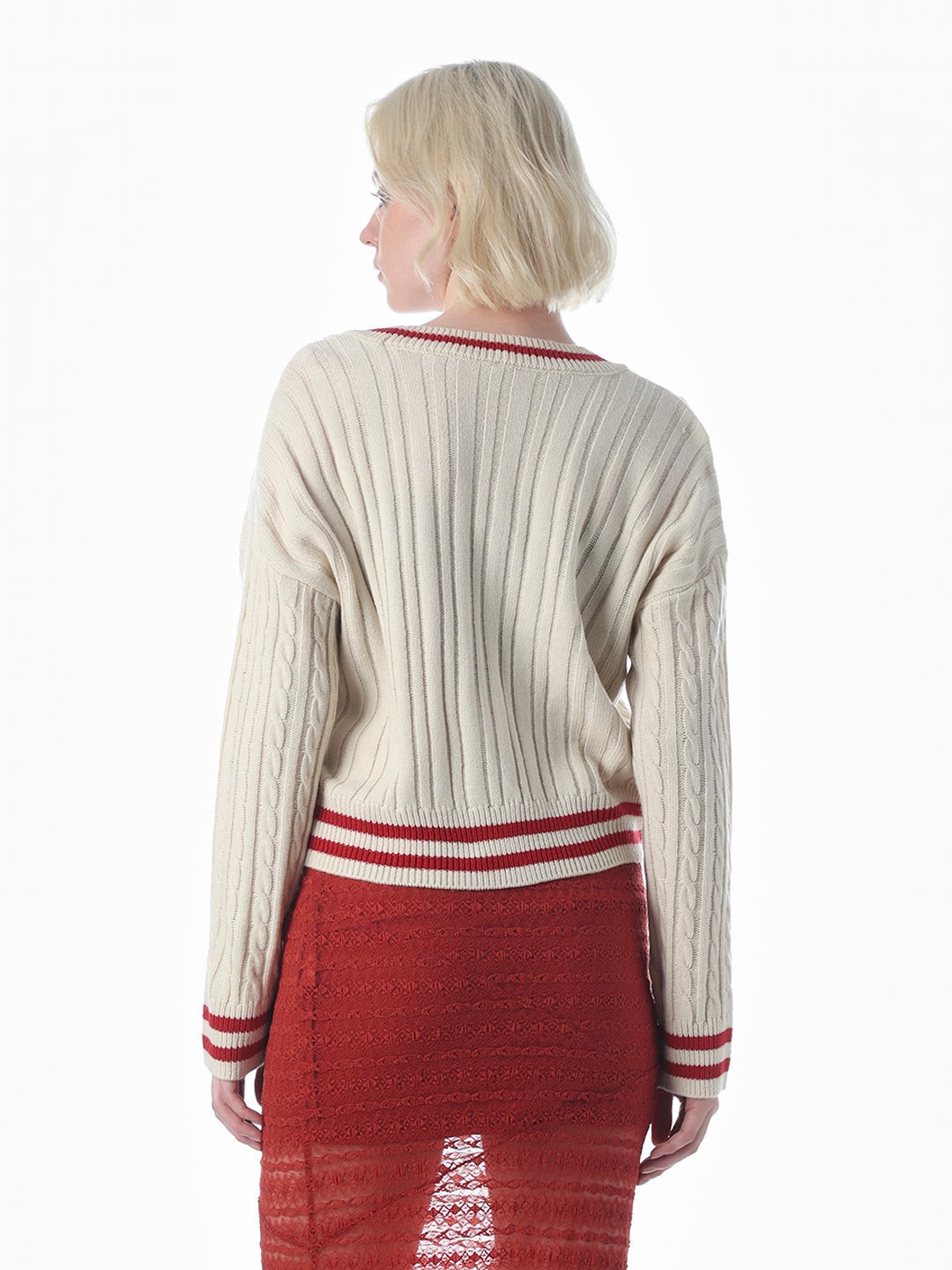 Beige Soft Knit Applique Detail Cardigan