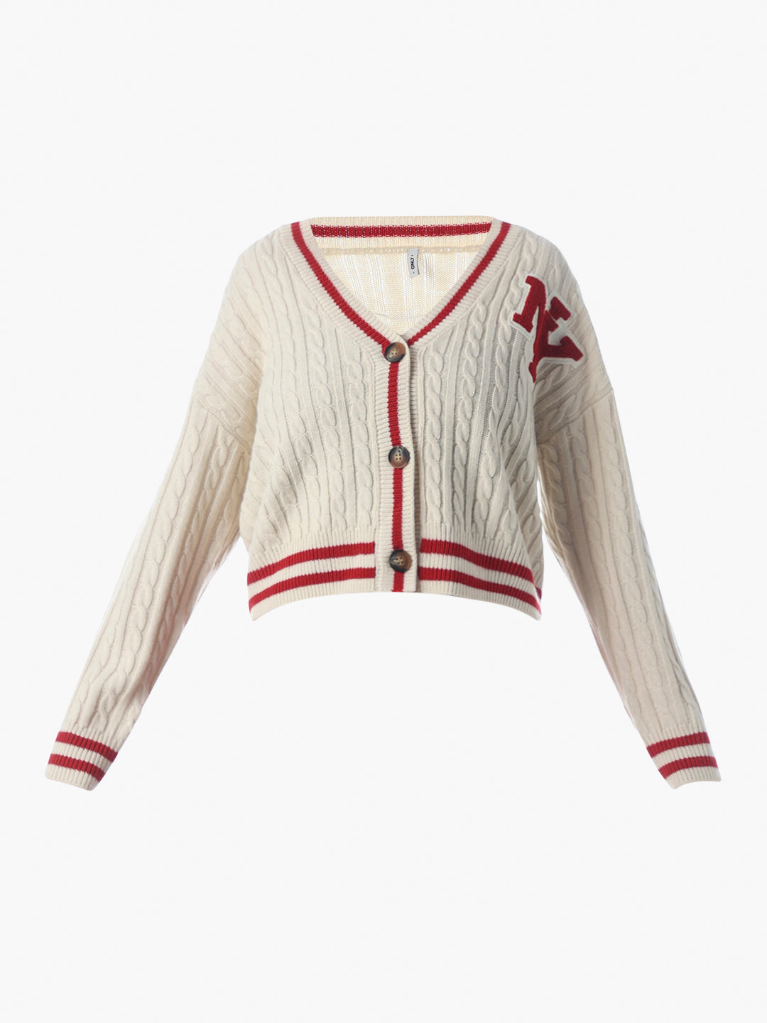 Beige Soft Knit Applique Detail Cardigan