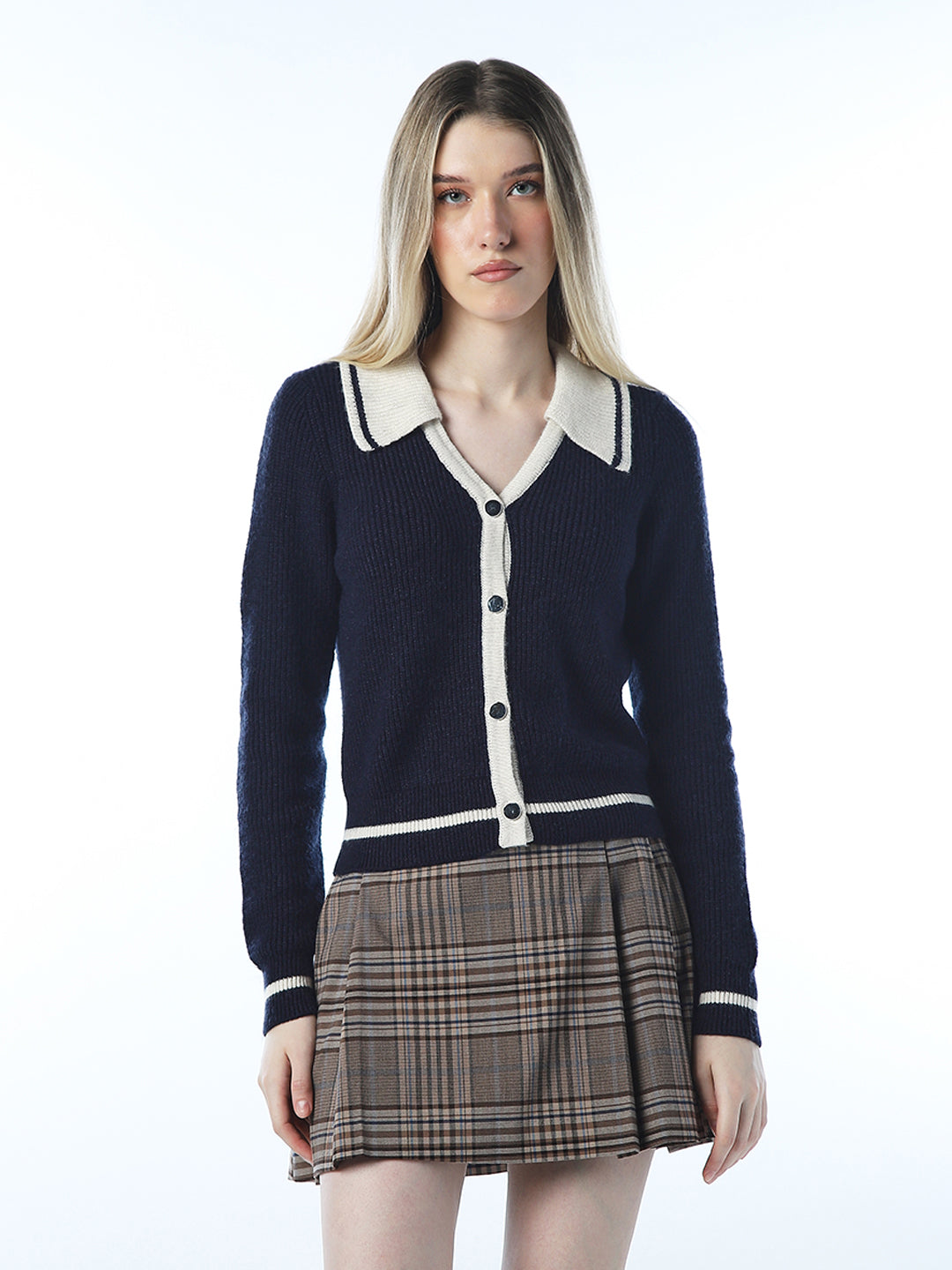 Knitted Collared Cardigan