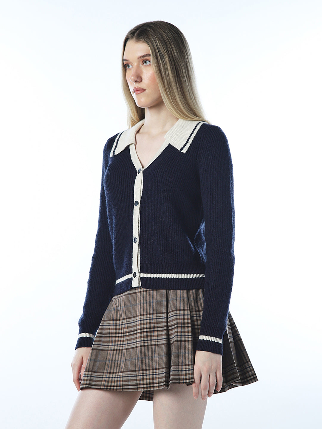 Knitted Collared Cardigan