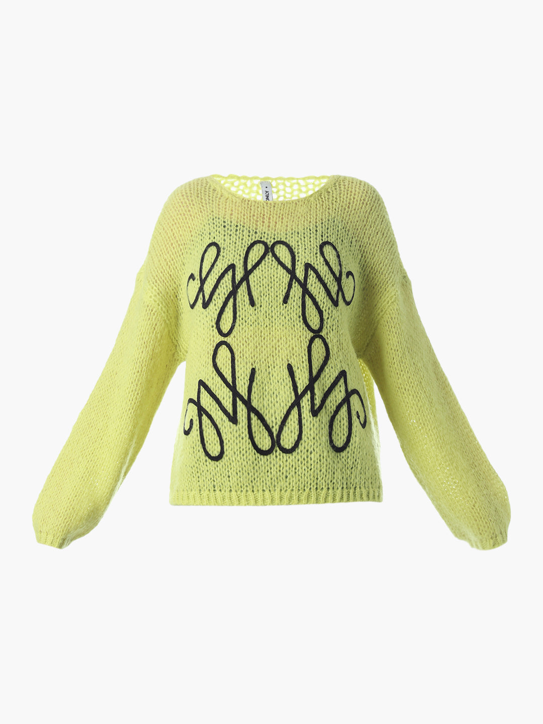 Green Embroidered O-Neck Pullover