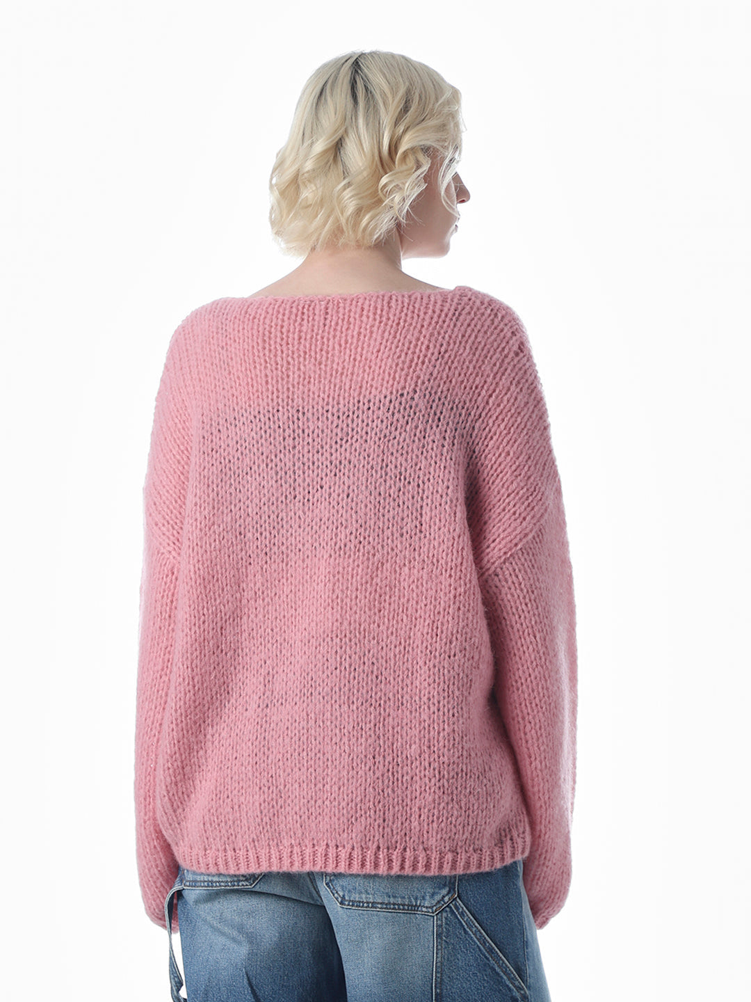 Pink Embroidered O-Neck Pullover