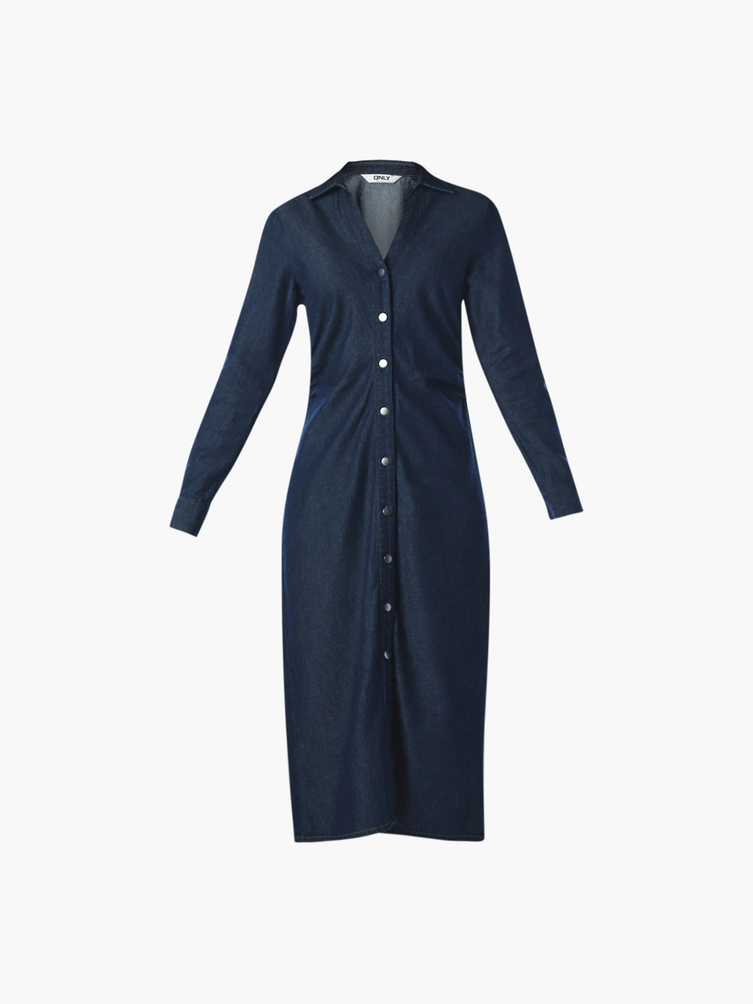 V-Neck Midi Denim Dress