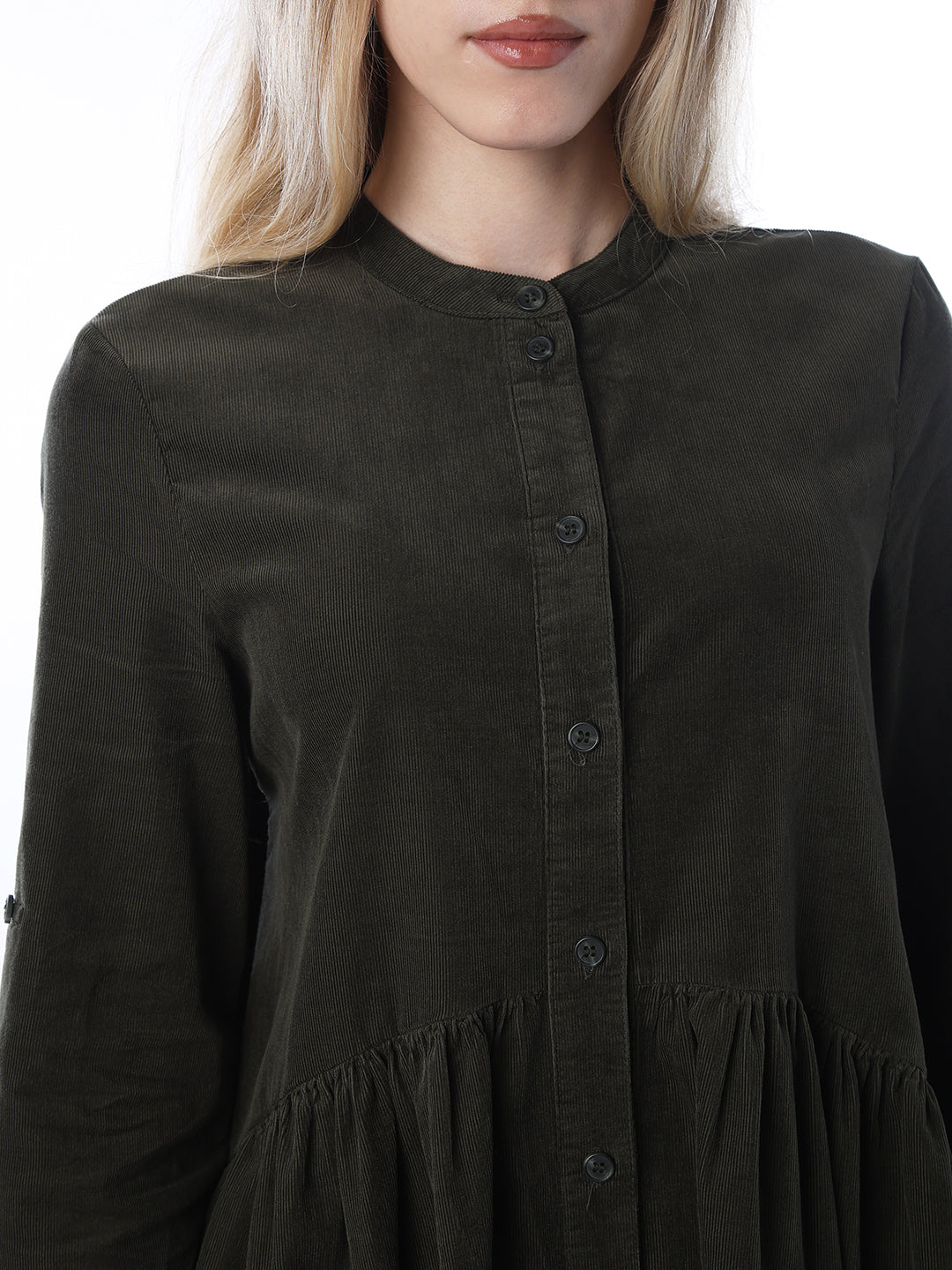 Corduroy Short Dress - Green