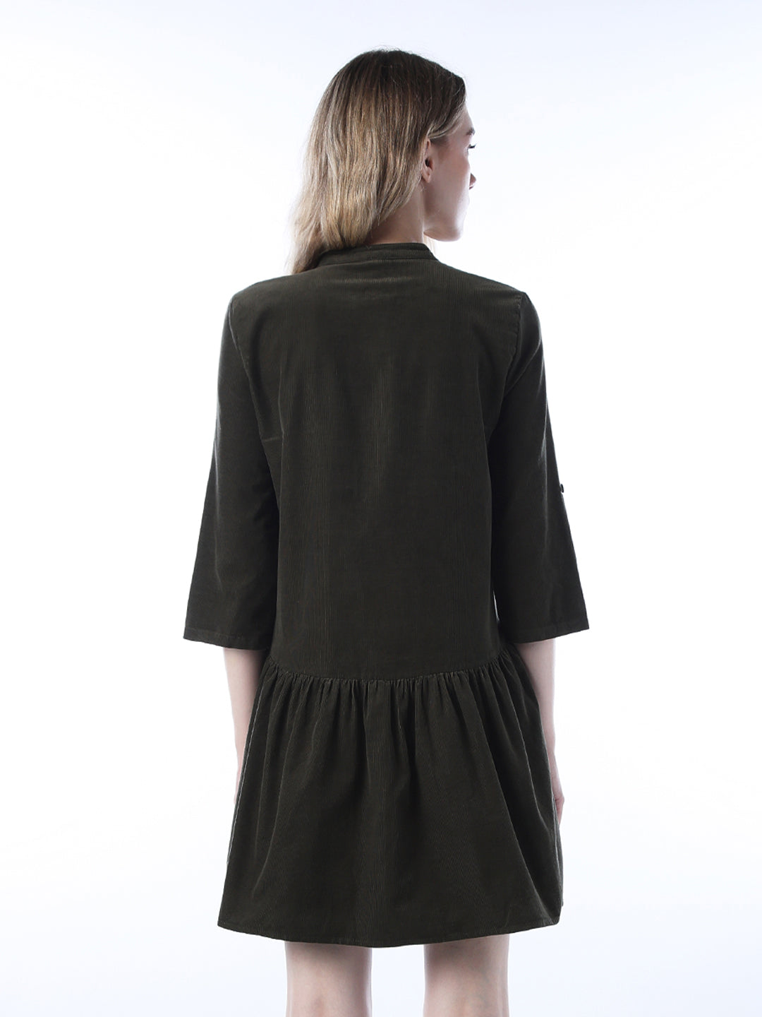 Corduroy Short Dress - Green
