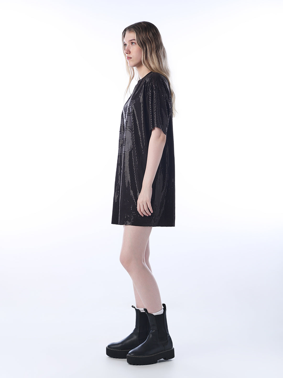 Rhinestone Detail T-Shirt Dress