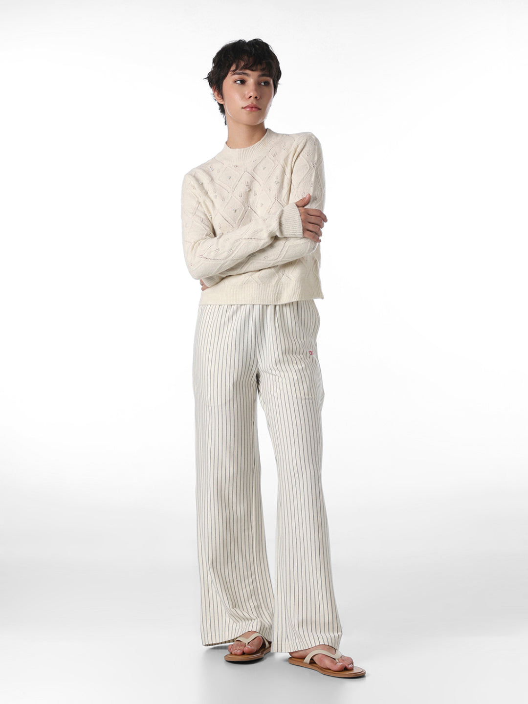 Beige Pearl Embellished Pullover