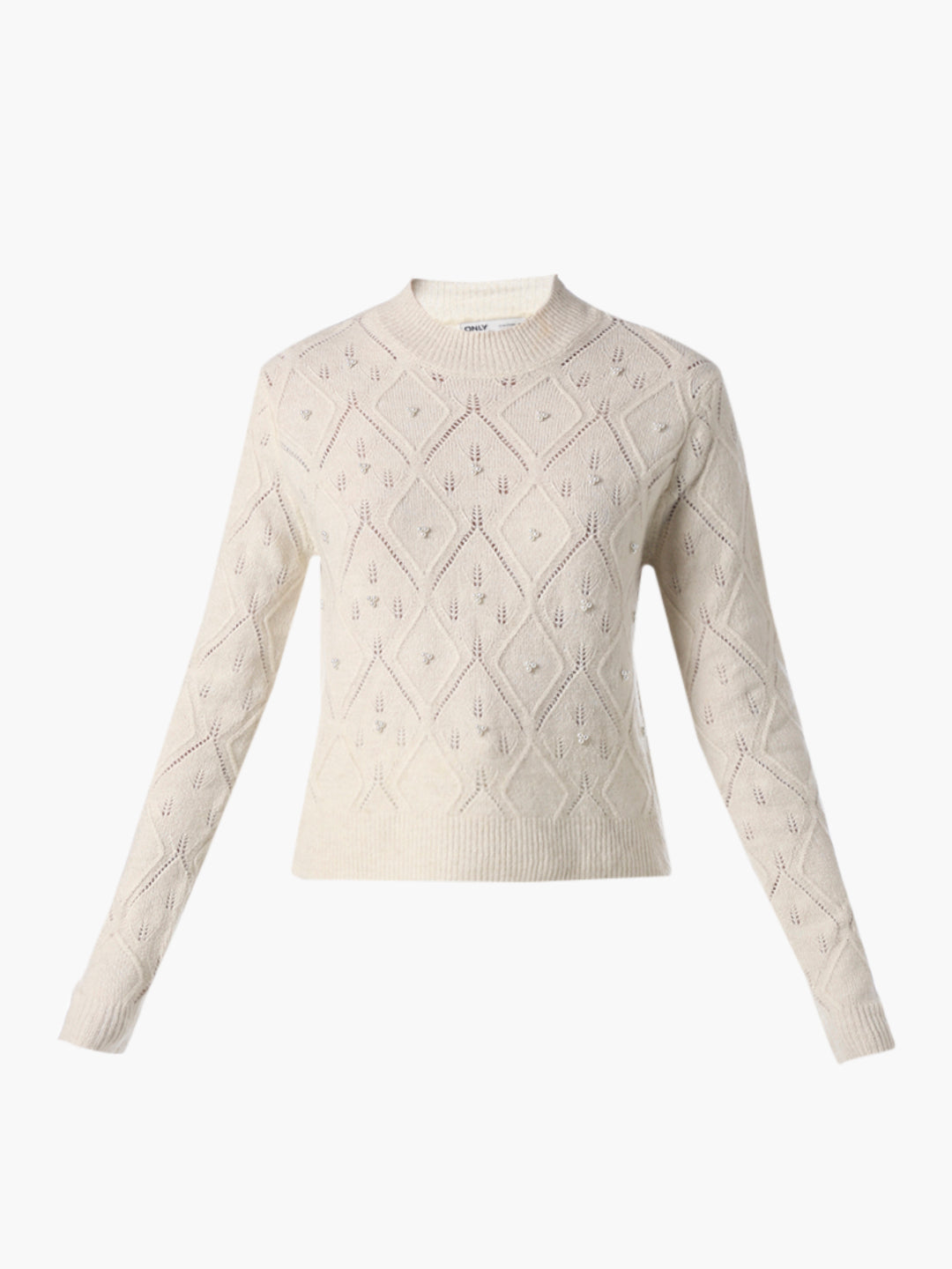 Beige Pearl Embellished Pullover