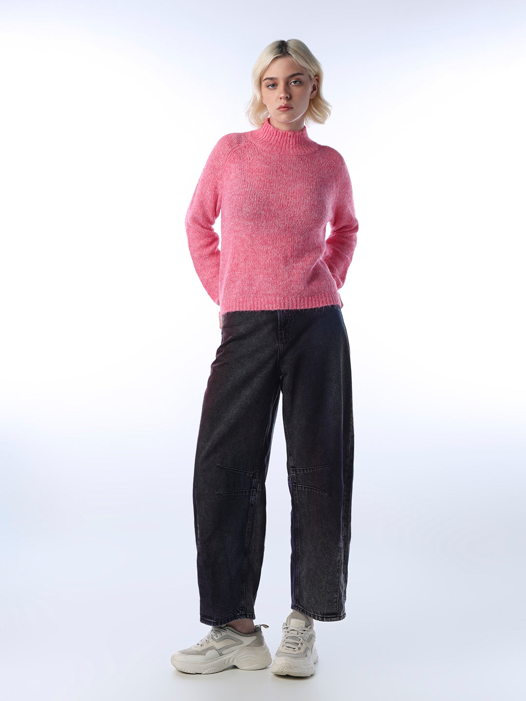 High Neck Cable Knit Pullover