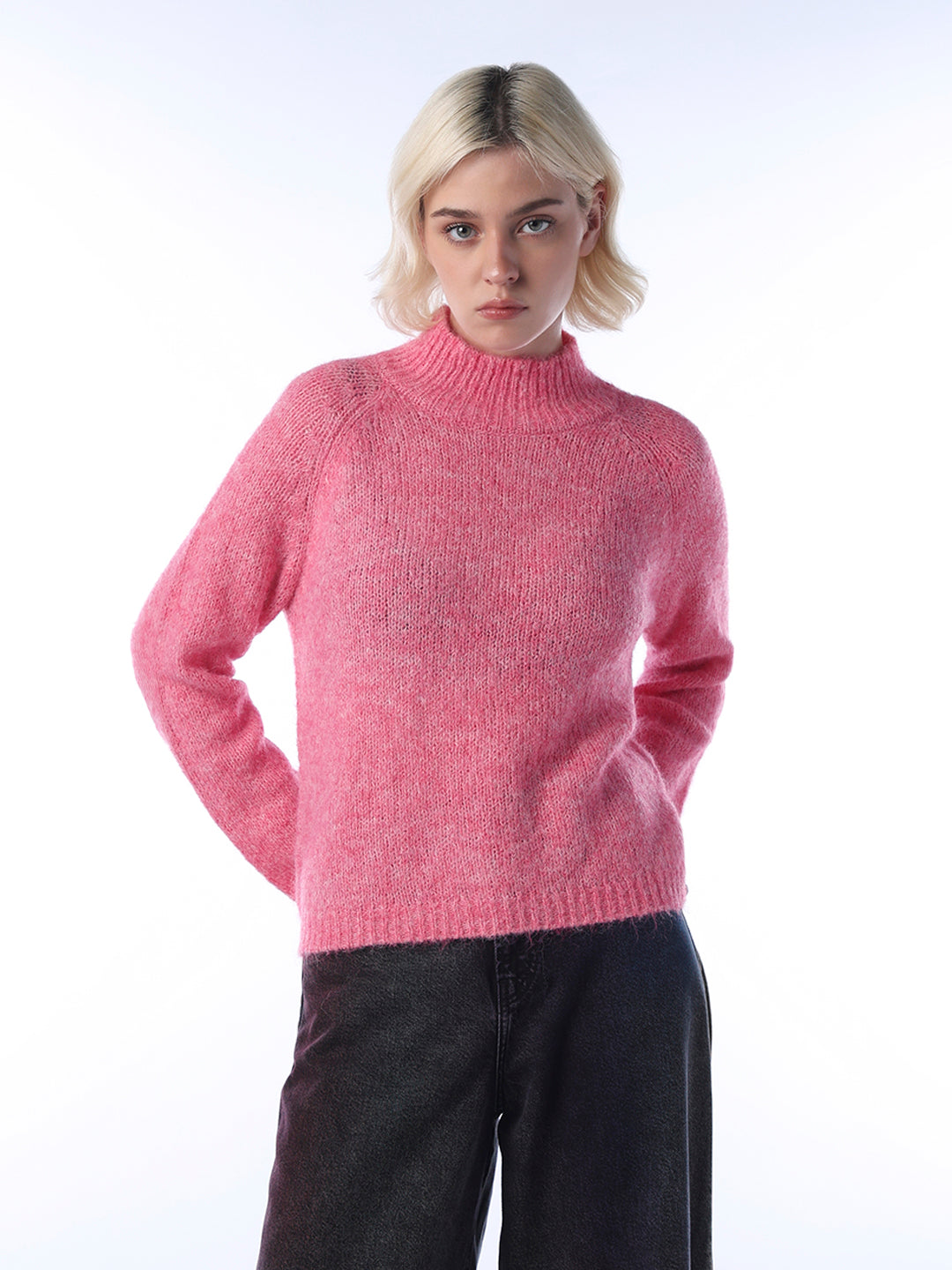 High Neck Cable Knit Pullover