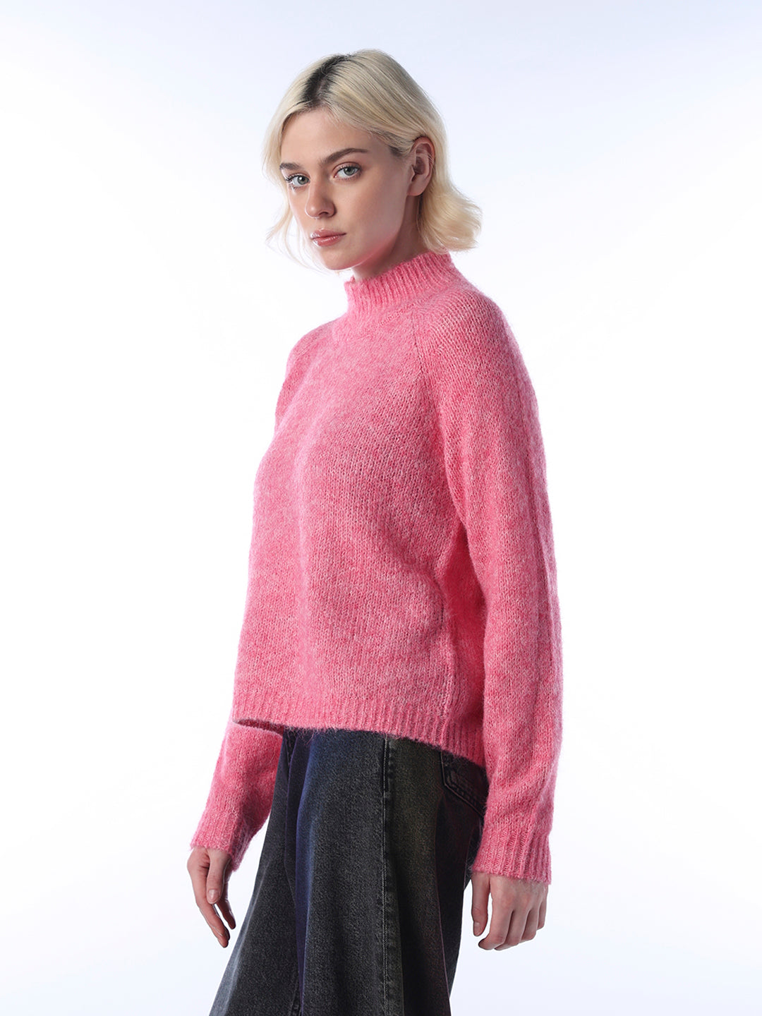 High Neck Cable Knit Pullover