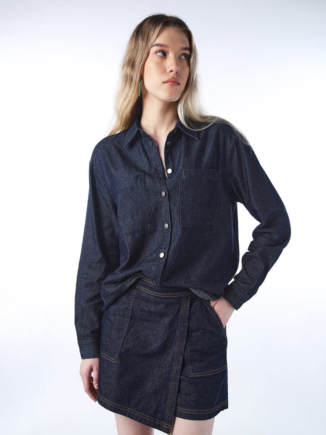 Dark Blue Cotton Denim Shirt