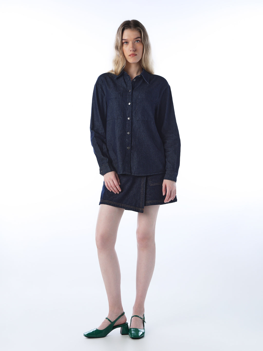 Dark Blue Cotton Denim Shirt