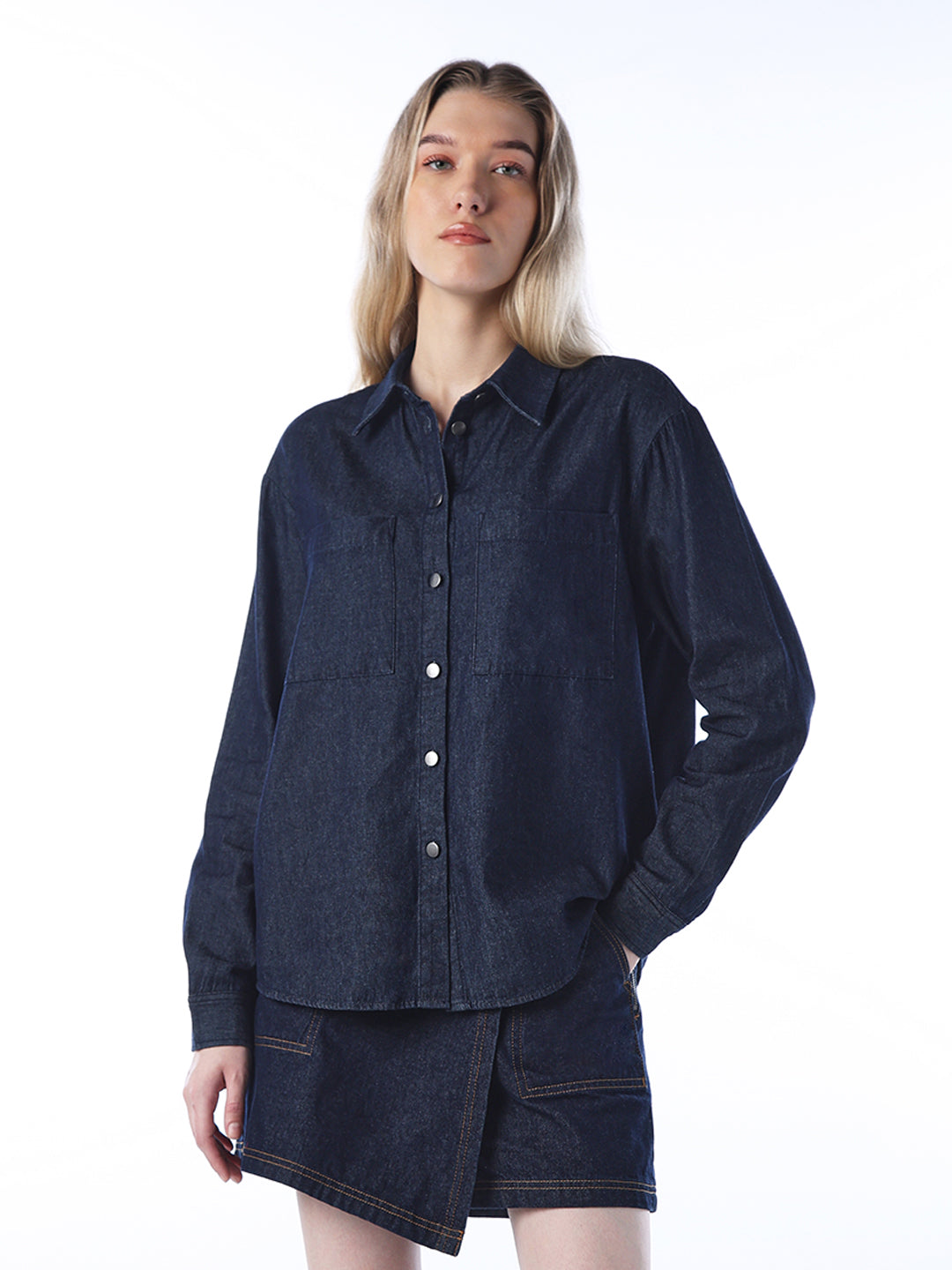 Dark Blue Cotton Denim Shirt