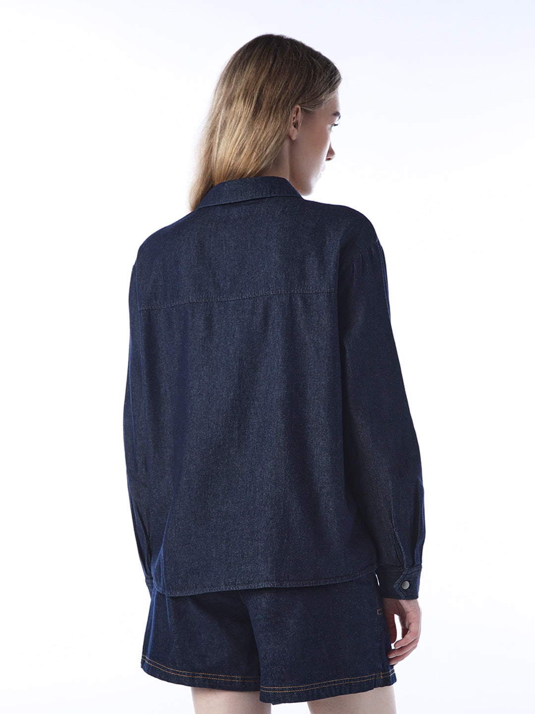 Dark Blue Cotton Denim Shirt